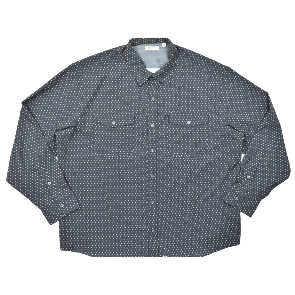 Reaction Kenneth Cole Shirt Men 2X Black Geometric Dot Stretch Long Sleeve Butto